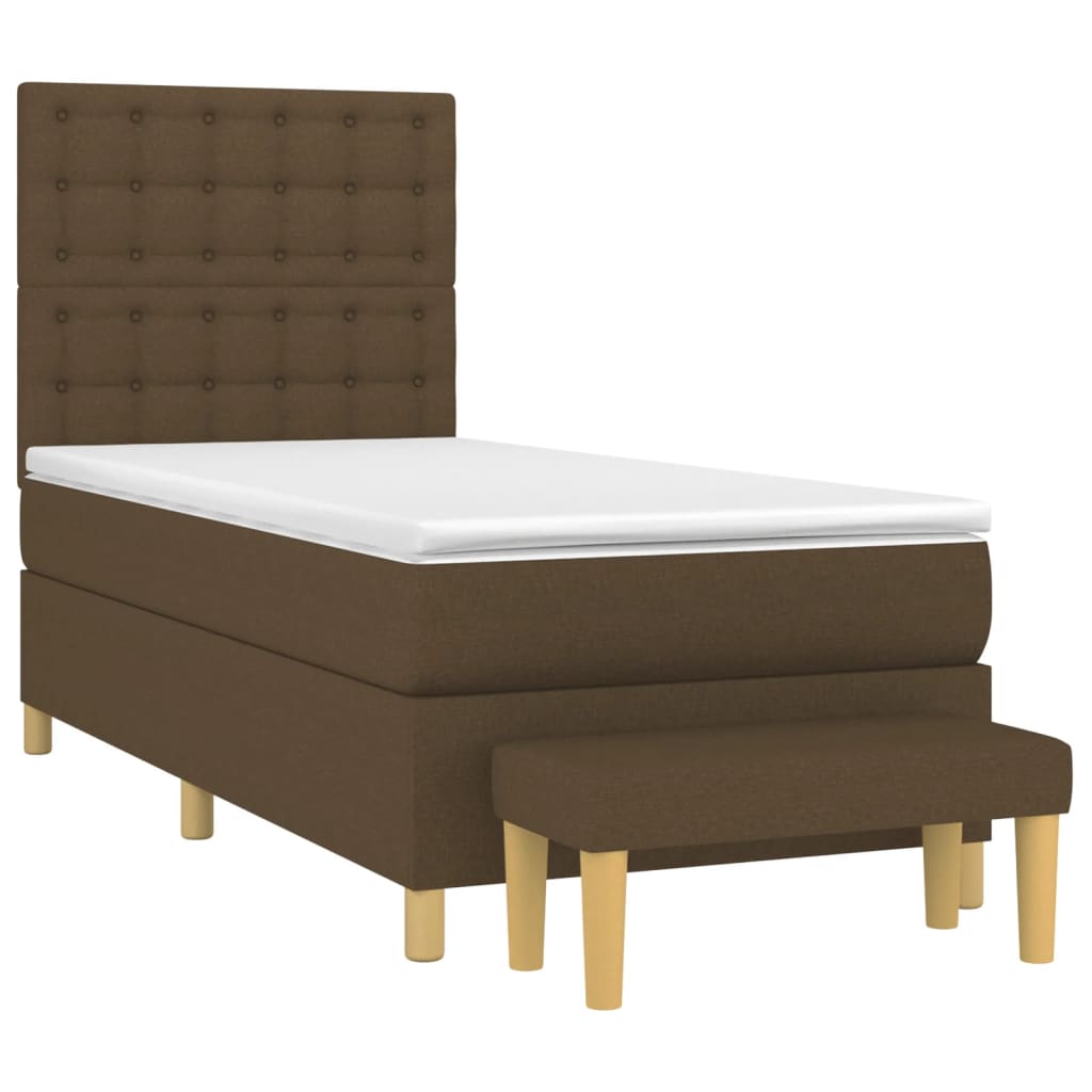 Cama com molas/colchão 90x190 cm tecido castanho-escuro
