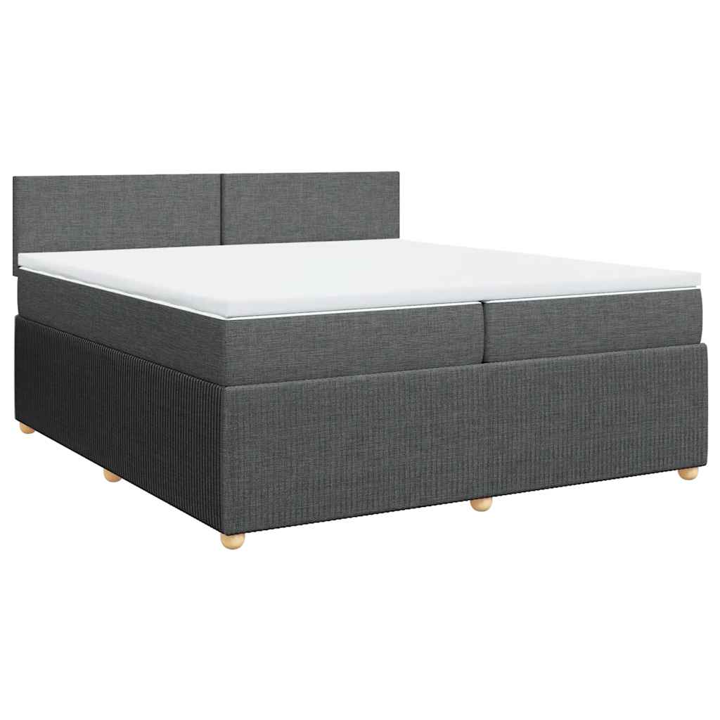Cama com molas/colchão 200x200 cm tecido cinzento-escuro
