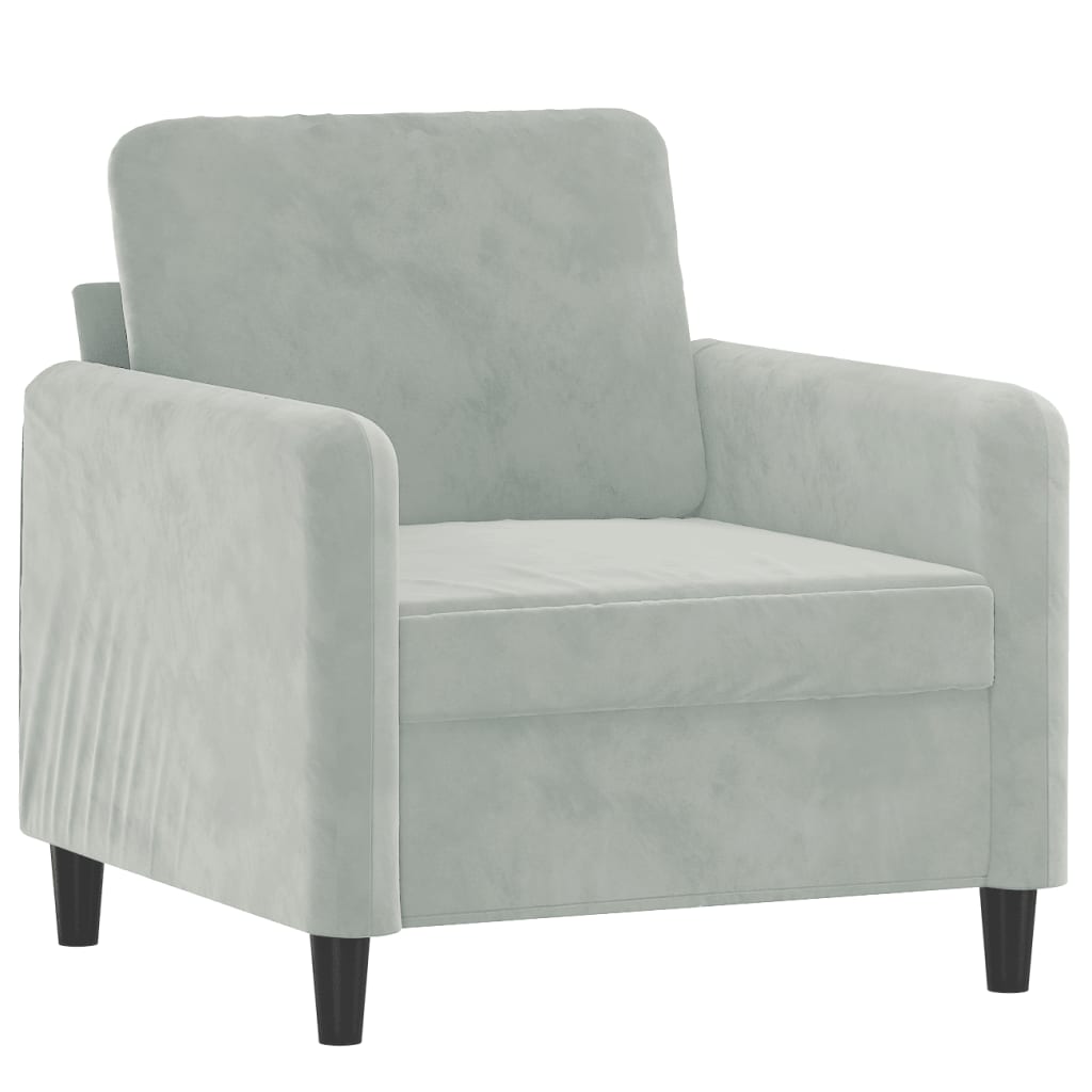 3 Pcs conjunto de sofás veludo cinzento-claro