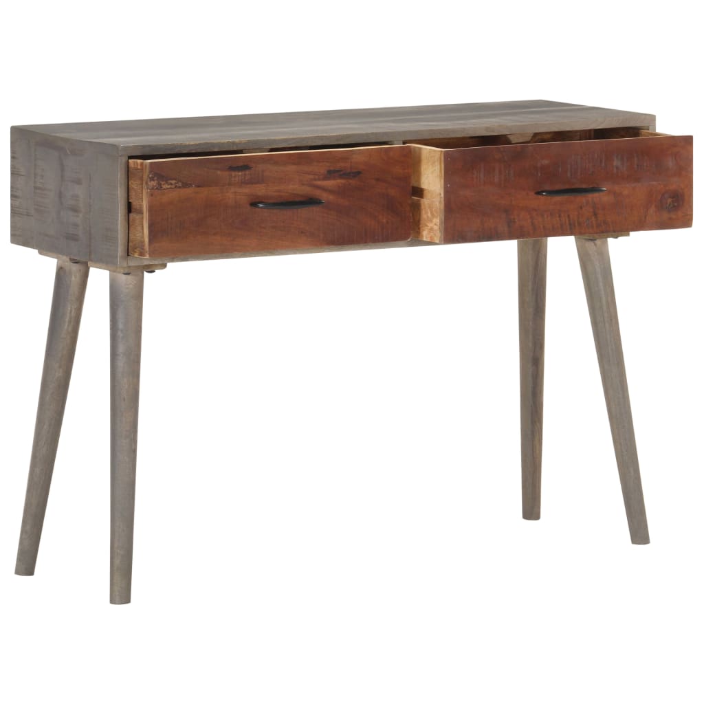 Mesa consola 110x35x75 cm mangueira maciça áspera cinzento
