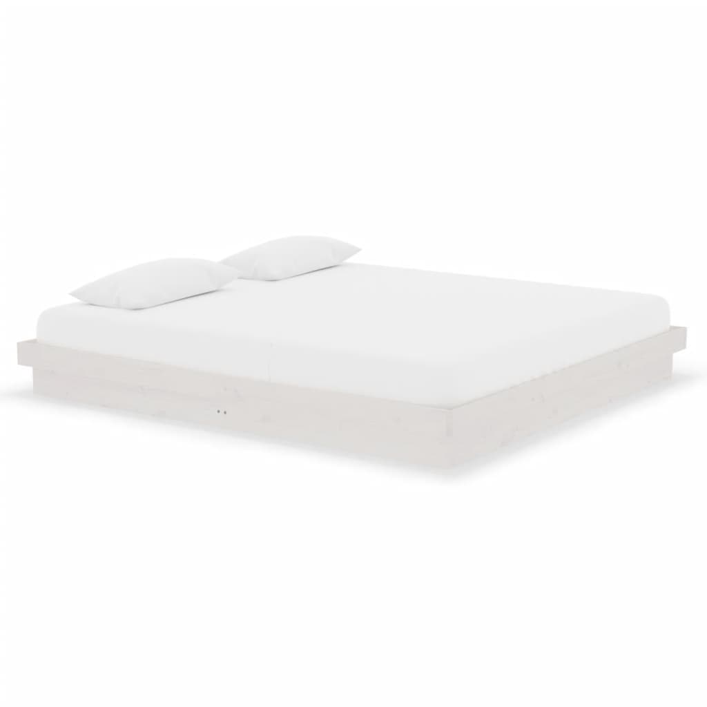 Estrutura de cama super king pinho maciço 180x200 cm branco