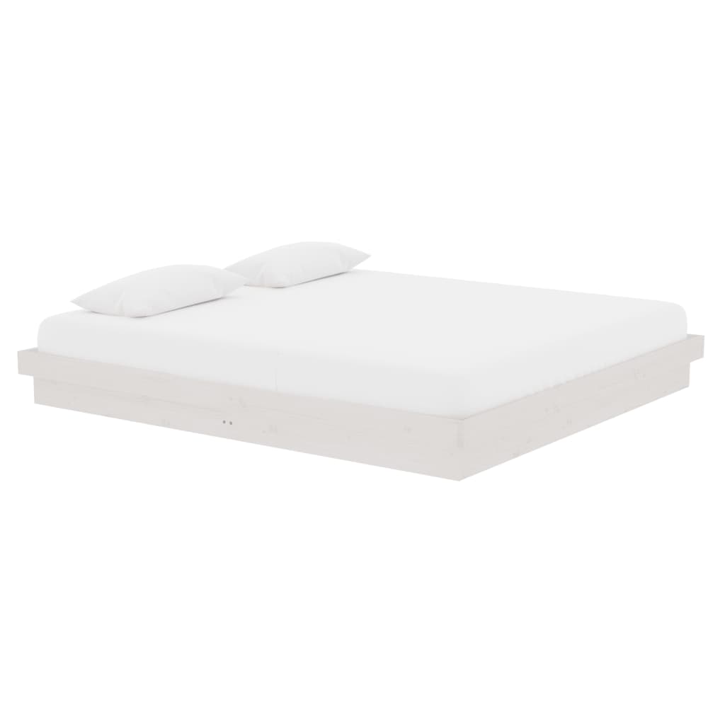 Estrutura de cama super king pinho maciço 180x200 cm branco