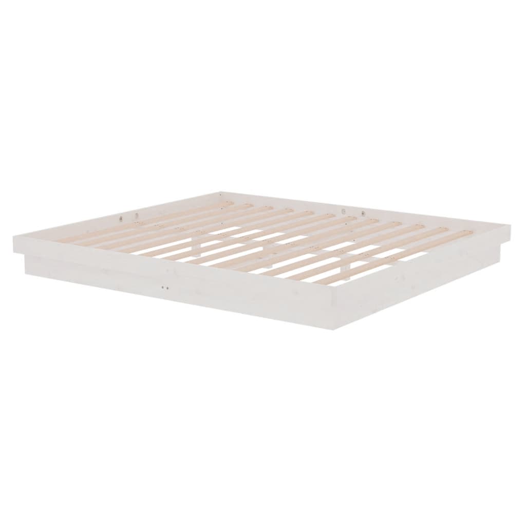Estrutura de cama super king pinho maciço 180x200 cm branco