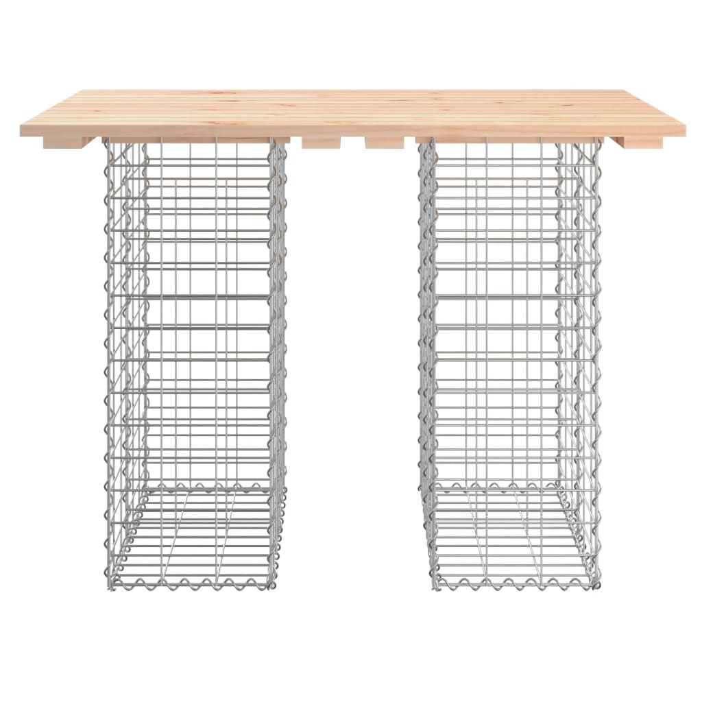 Mesa de jardim com design de gabião 100x70x72 cm em madeira maciça de pinho