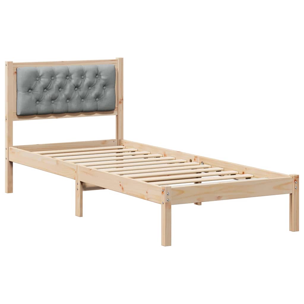 Estrutura da cama com cabeceira cinzento-claro 90 x 200 cm