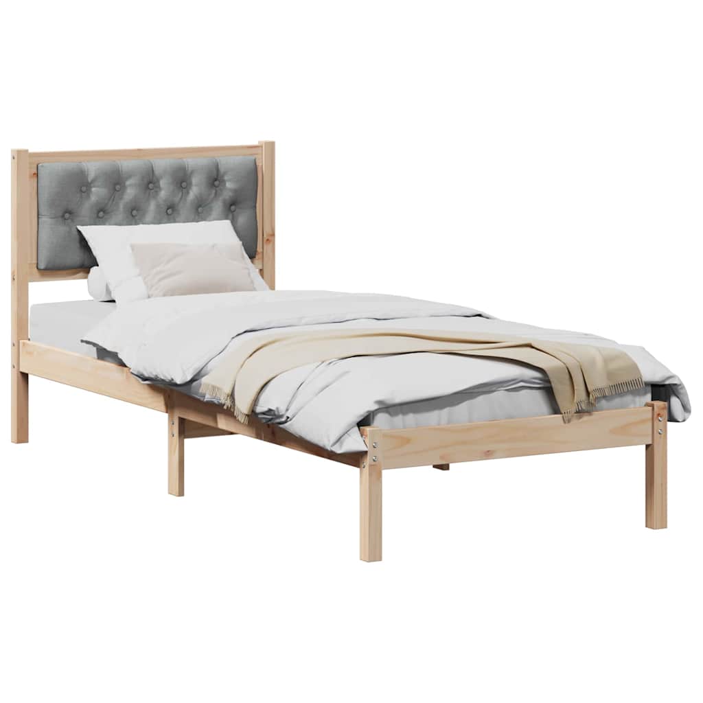 Estrutura da cama com cabeceira cinzento-claro 90 x 200 cm