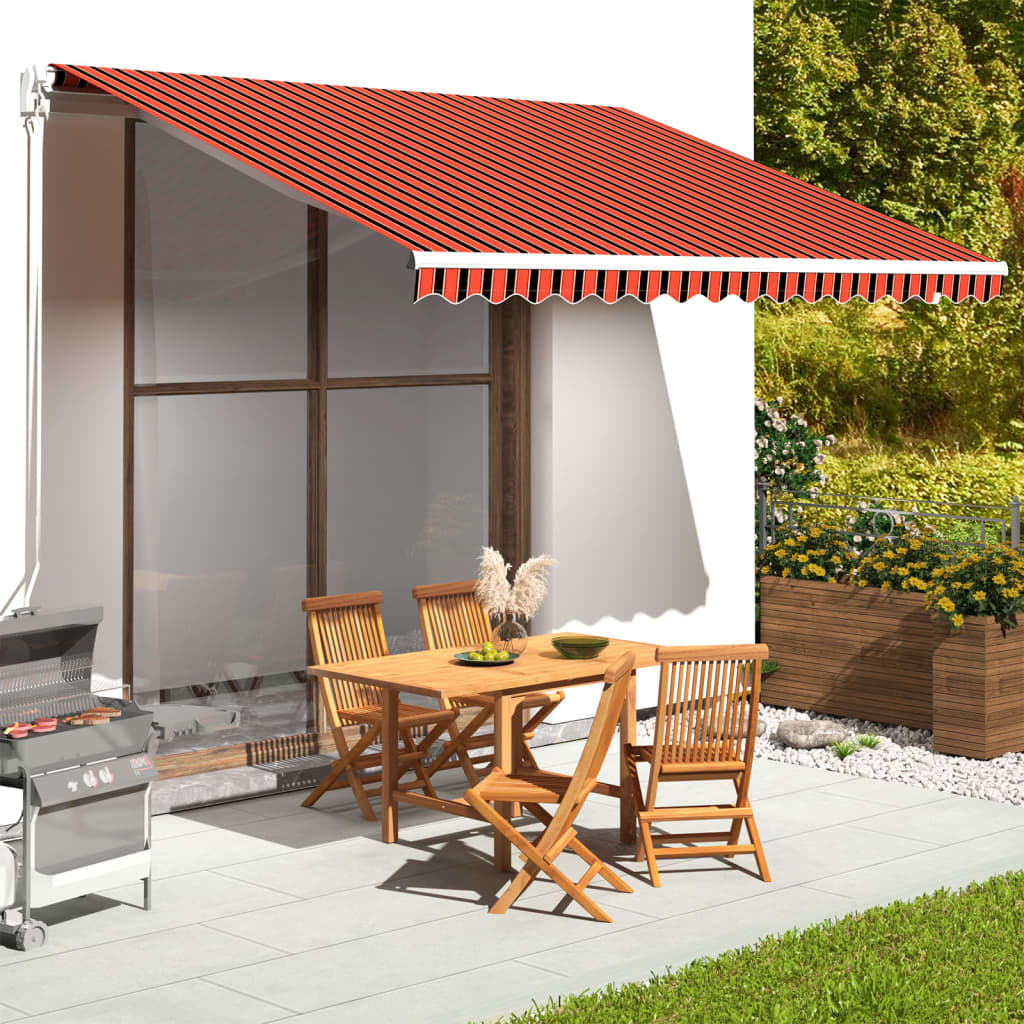 Tecido de substituição para toldo laranja e castanho 400x350 cm poliéster