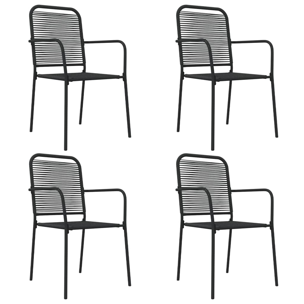5 Pcs conjunto de jantar p/ jardim corda de algodão e aço preto