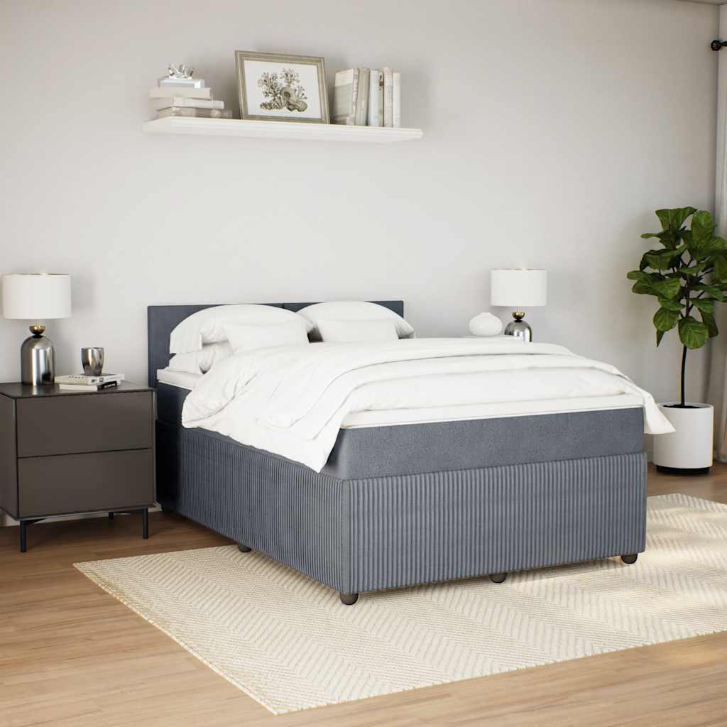 Cama com molas/colchão 140x190 cm veludo cinzento-escuro