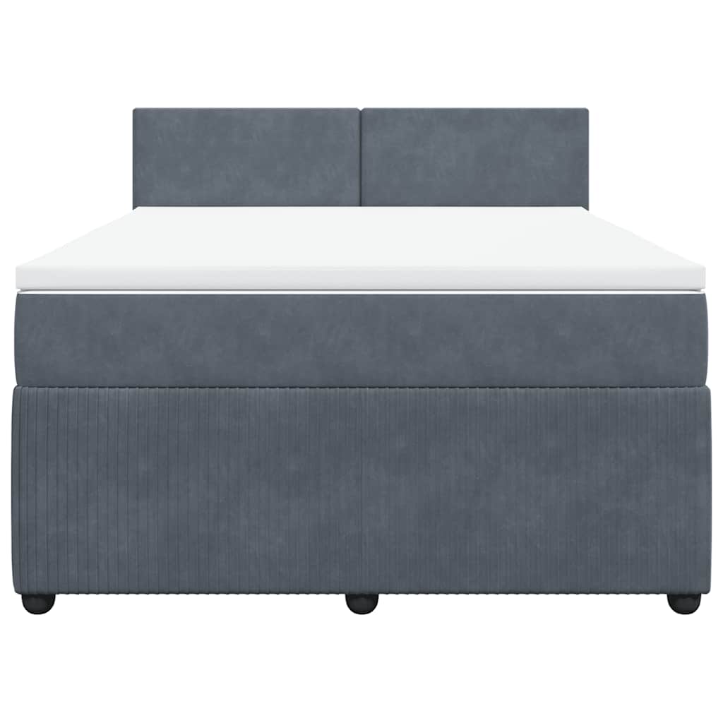 Cama com molas/colchão 140x190 cm veludo cinzento-escuro