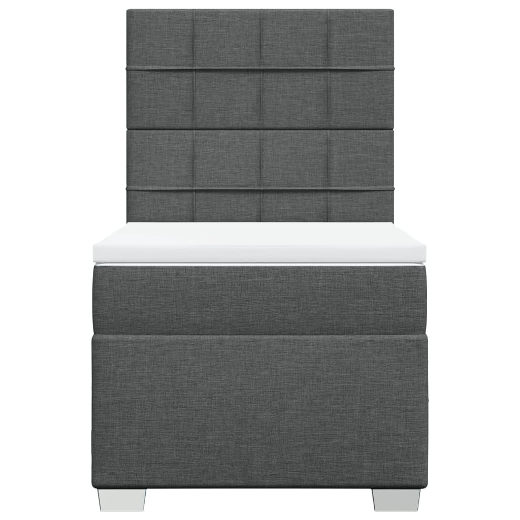 Cama com molas/colchão 90x190 cm tecido cinza-escuro