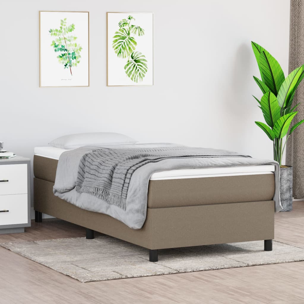 Estrutura de cama com molas sem colchão 90x200 cm tecido cinza-acastanhado