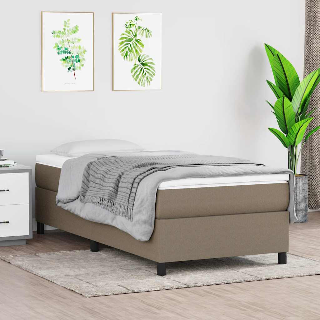 Estrutura de cama com molas sem colchão 90x200 cm tecido cinza-acastanhado