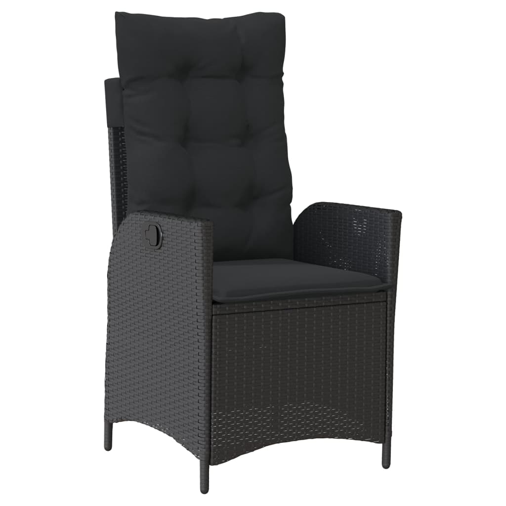 5 Pcs conjunto de jantar p/ jardim c/ almofadões vime PE preto
