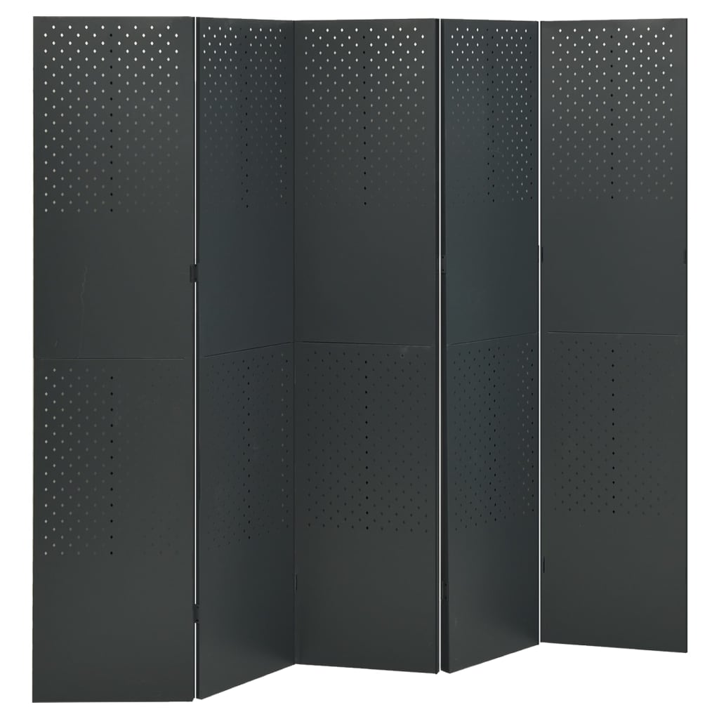 Divisórias/biombos com 5 painéis 2 pcs aço 200x180 cm antracite