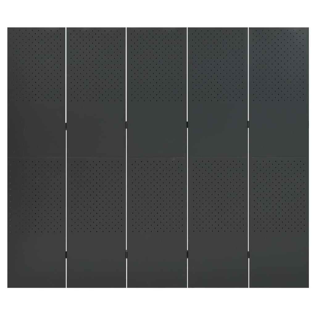 Divisórias/biombos com 5 painéis 2 pcs aço 200x180 cm antracite