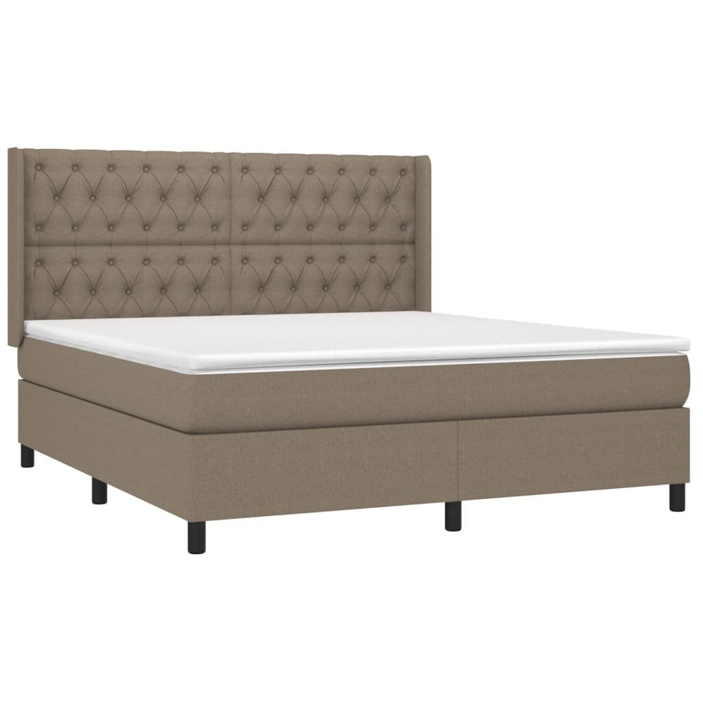Cama box spring colchão/LED 160x200 cm tecido cinza-acastanhado