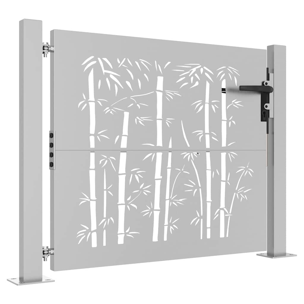 Portão de jardim 100x75 cm aço corten design bambu
