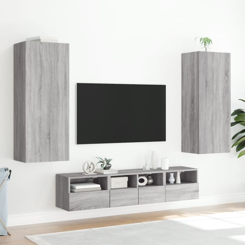 Móvel parede TV 40,5x30x102cm derivados de madeira cinza sonoma