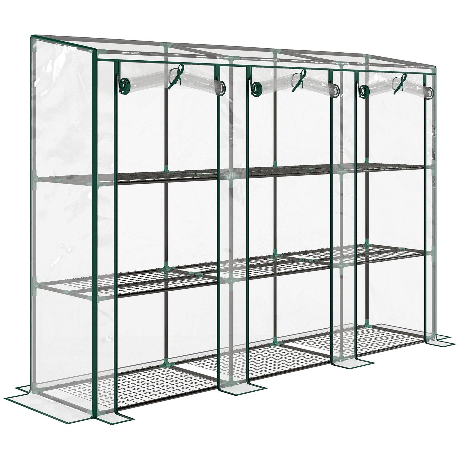 Estufa pequena com prateleiras de 3 níveis portas com fecho de correr estufa para cultivar 215x46x151 cm transparente