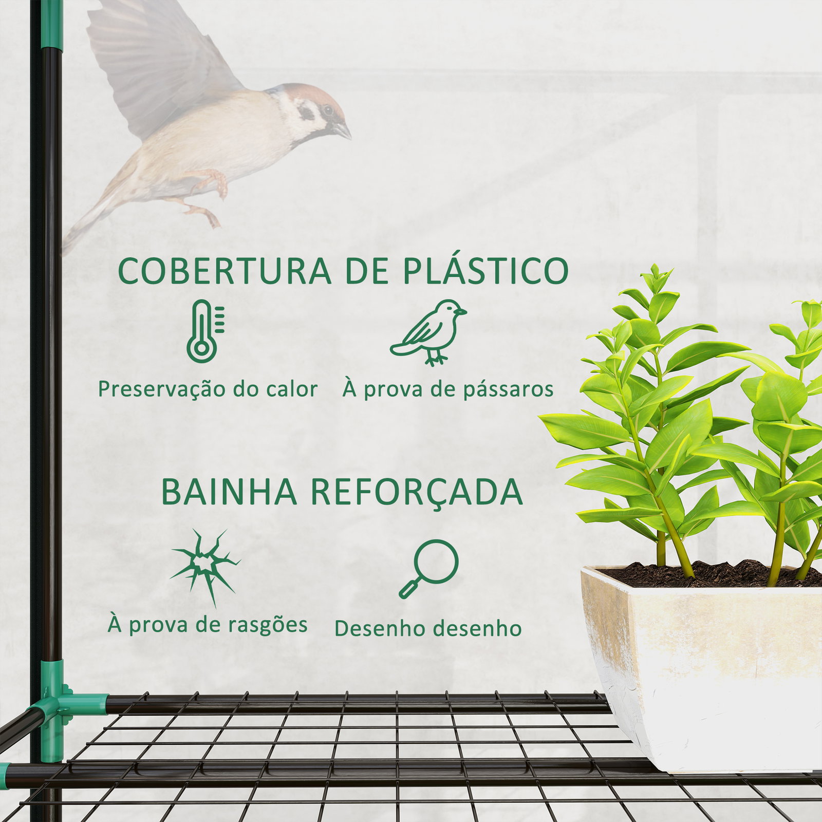 Estufa pequena com prateleiras de 3 níveis portas com fecho de correr estufa para cultivar 215x46x151 cm transparente