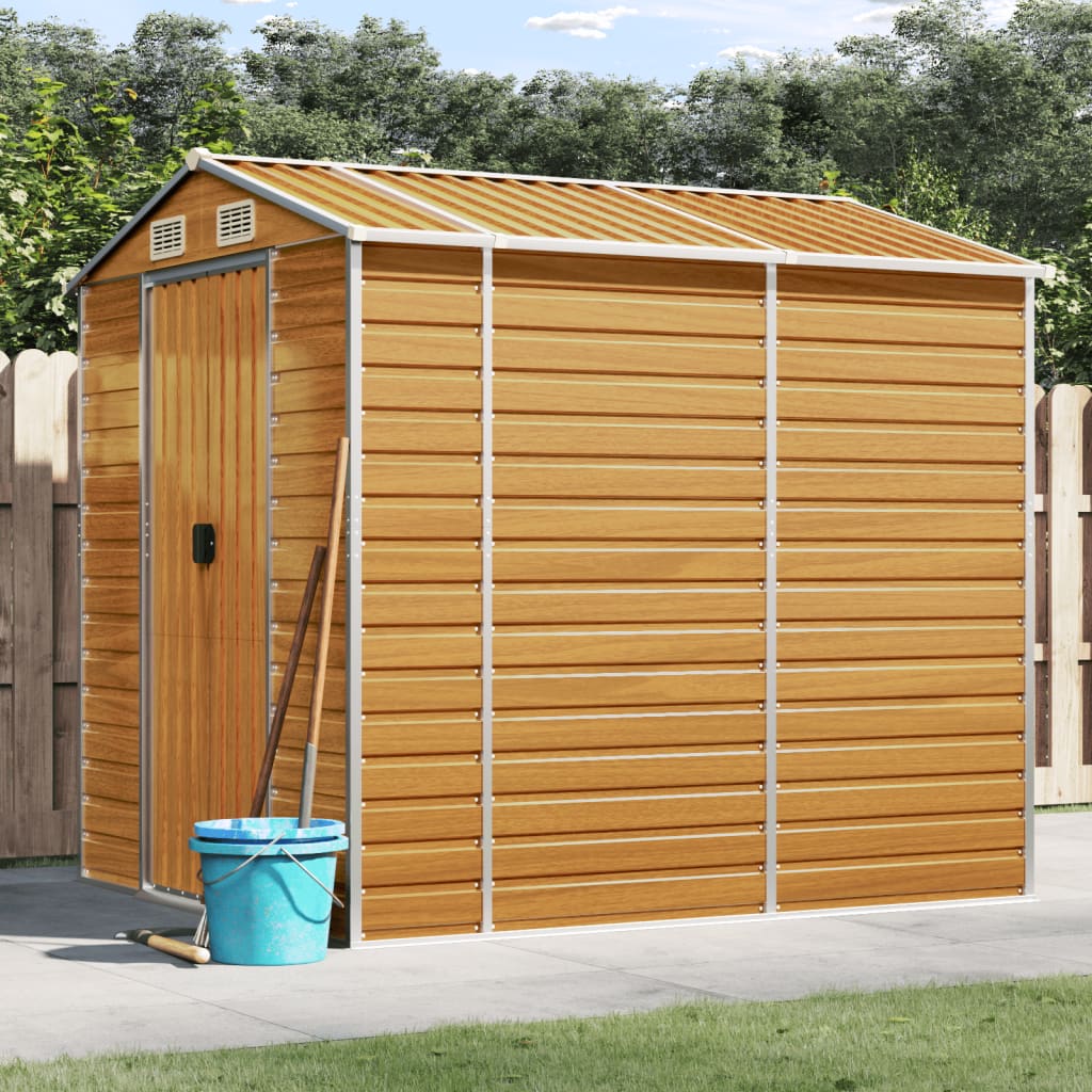Abrigo de jardim castanho claro 191x215x198 cm aço galvanizado