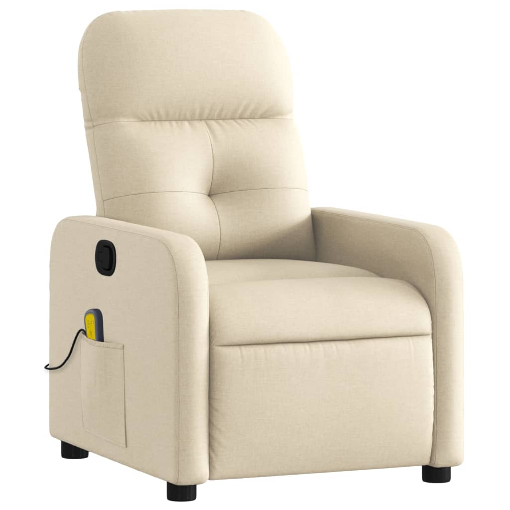 Poltrona de massagem reclinável em tecido creme