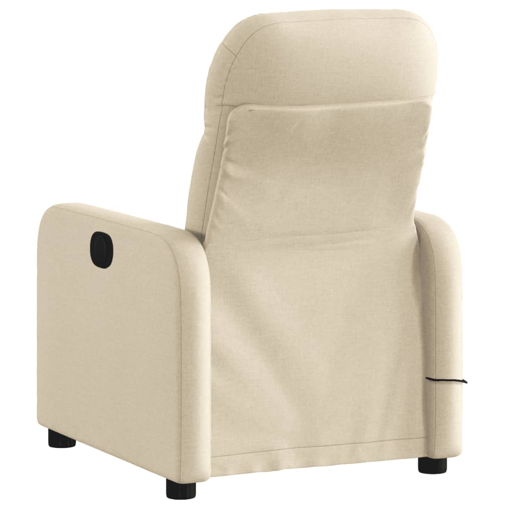 Poltrona de massagem reclinável em tecido creme