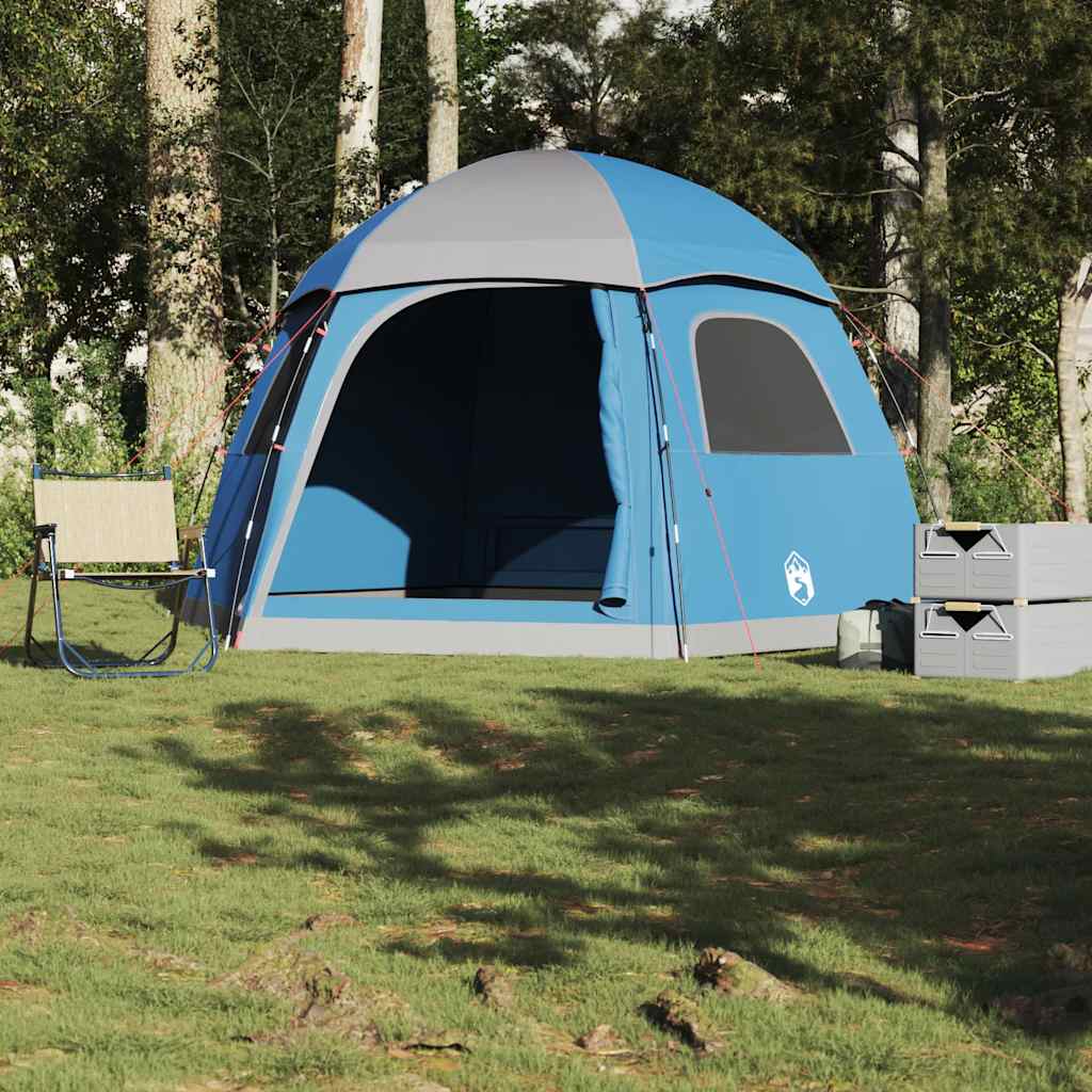 Tenda familiar estilo igloo para 6 pessoas impermeável azul