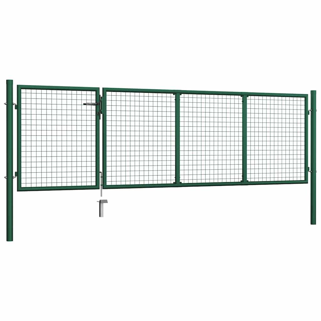 Portão de jardim em aço 350x100 cm verde