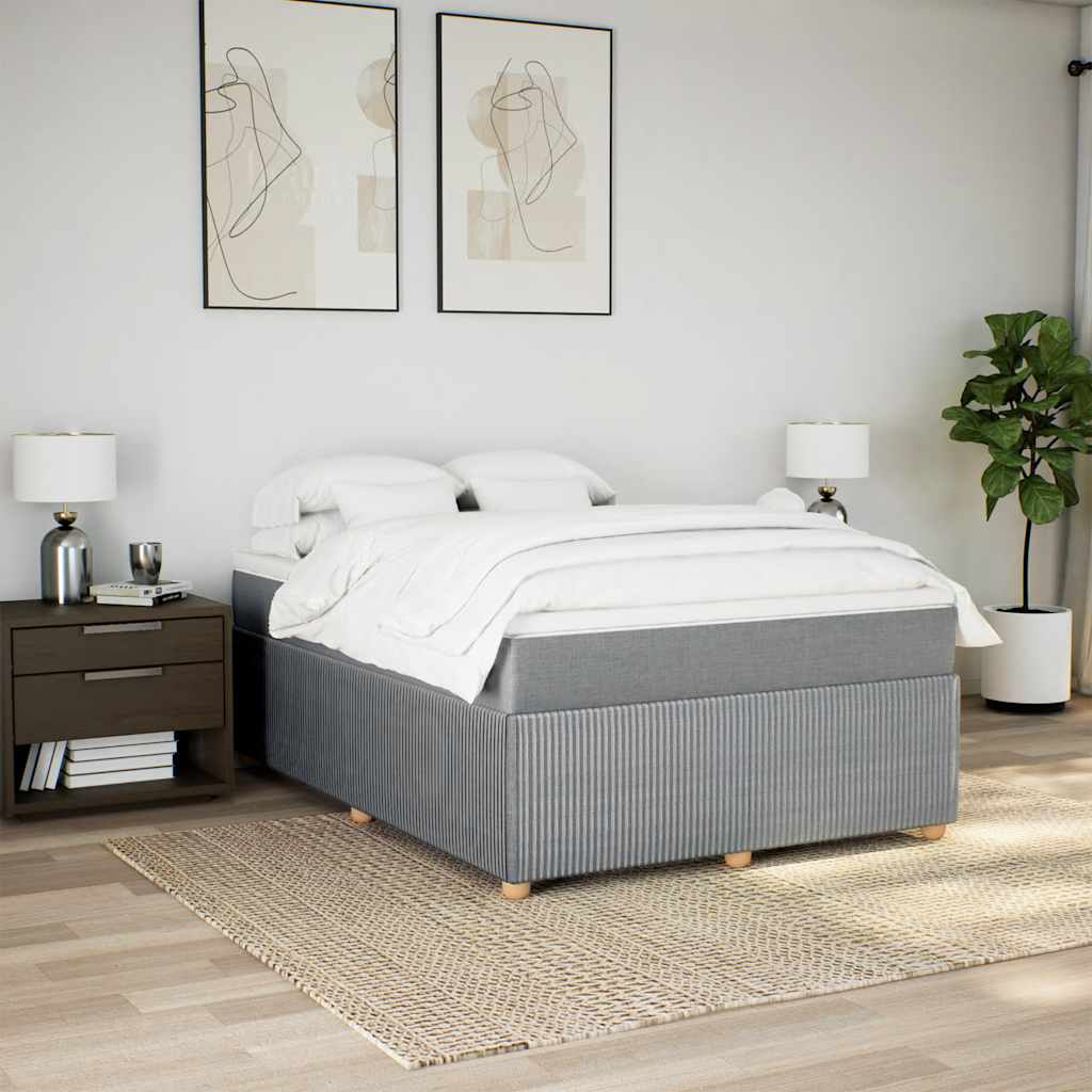 Cama com molas/colchão 140x200 cm tecido cinzento-claro