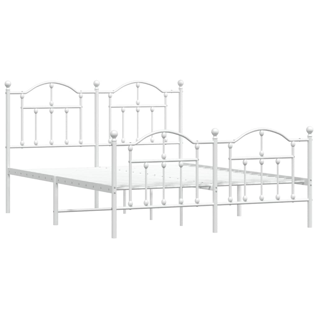 Estrutura de cama com cabeceira e pés 150x200 cm metal branco