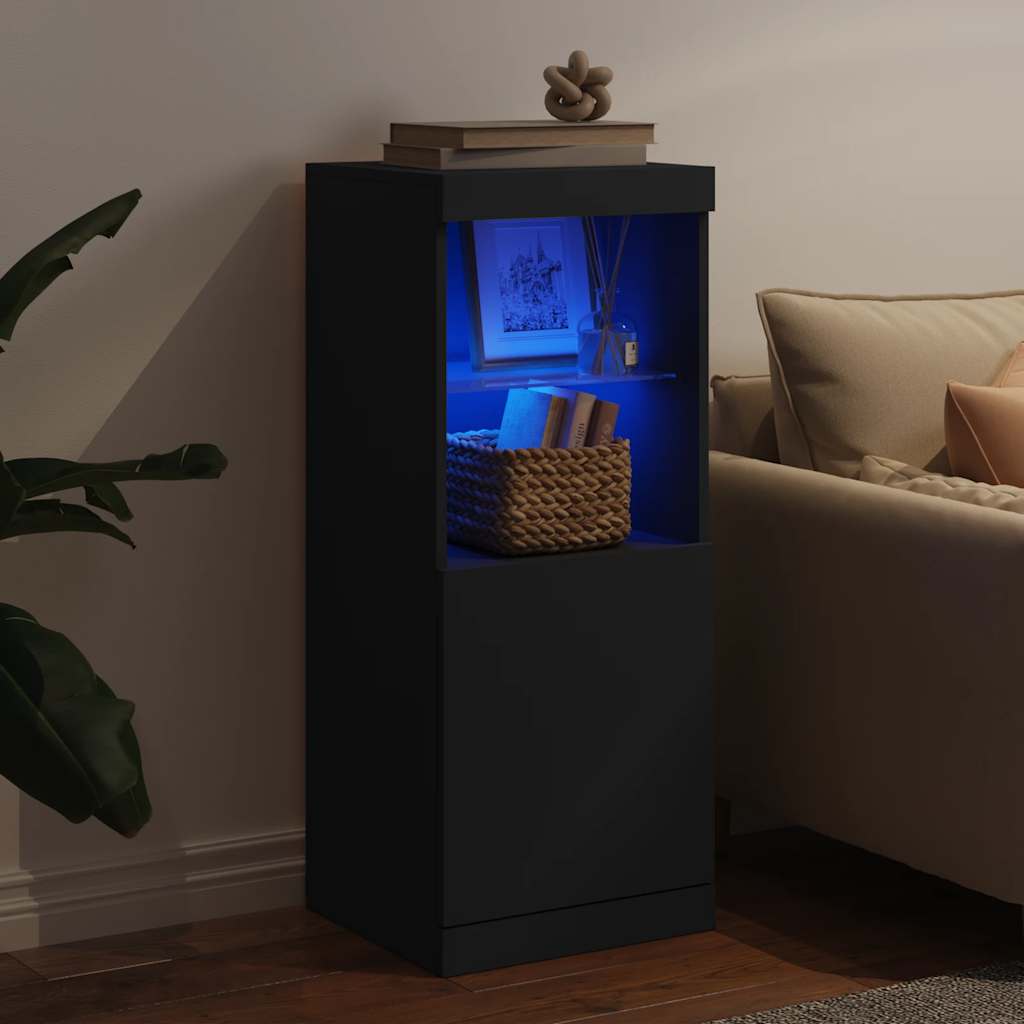 Aparador com luzes LED 41x37x100 cm preto
