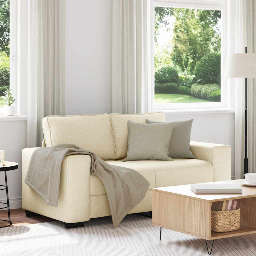 Sofá de 2 lugares tecido 160x77x82 cm cor creme