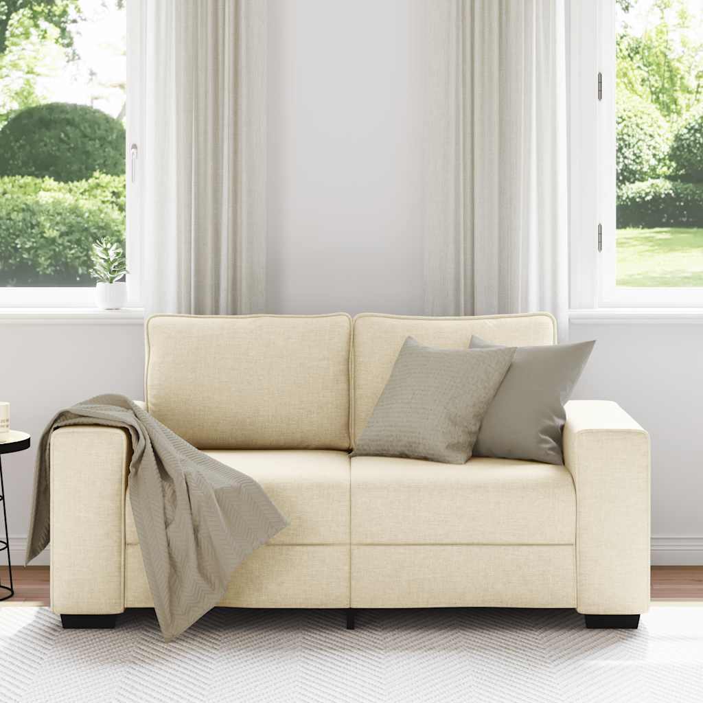 Sofá de 2 lugares tecido 160x77x82 cm cor creme
