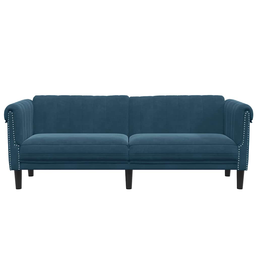 Sofá de 3 lugares veludo azul