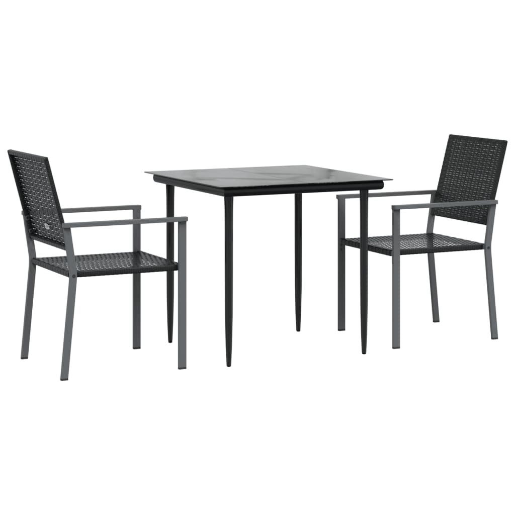 3 Pcs conjunto de jantar p/ jardim vime PE e aço