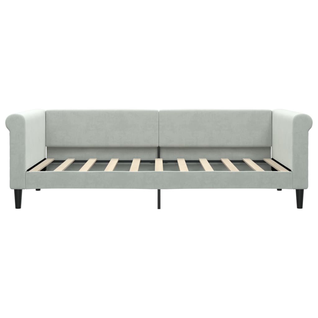 Sofá-cama com colchão 90x190 cm veludo cinzento-claro