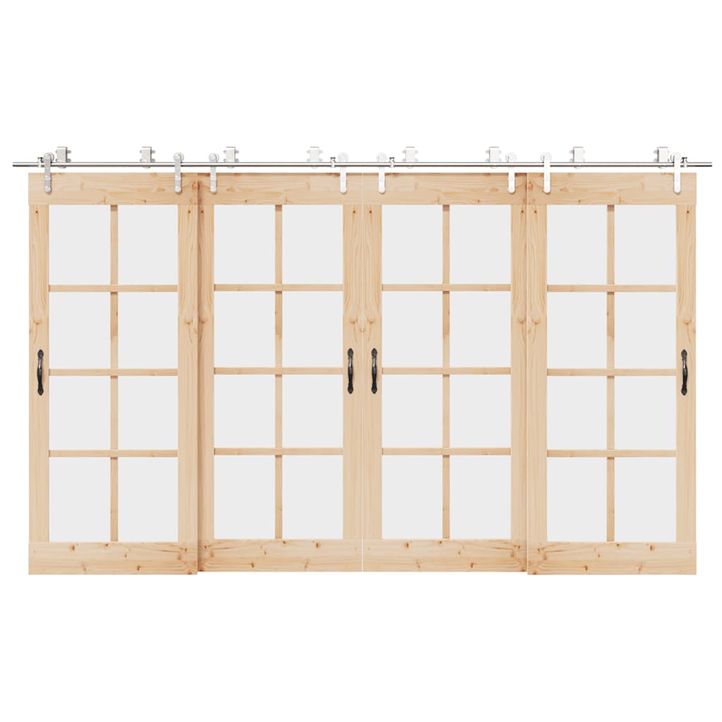 Kit ferragens p/ porta deslizante 366cm aço inoxidável prateado