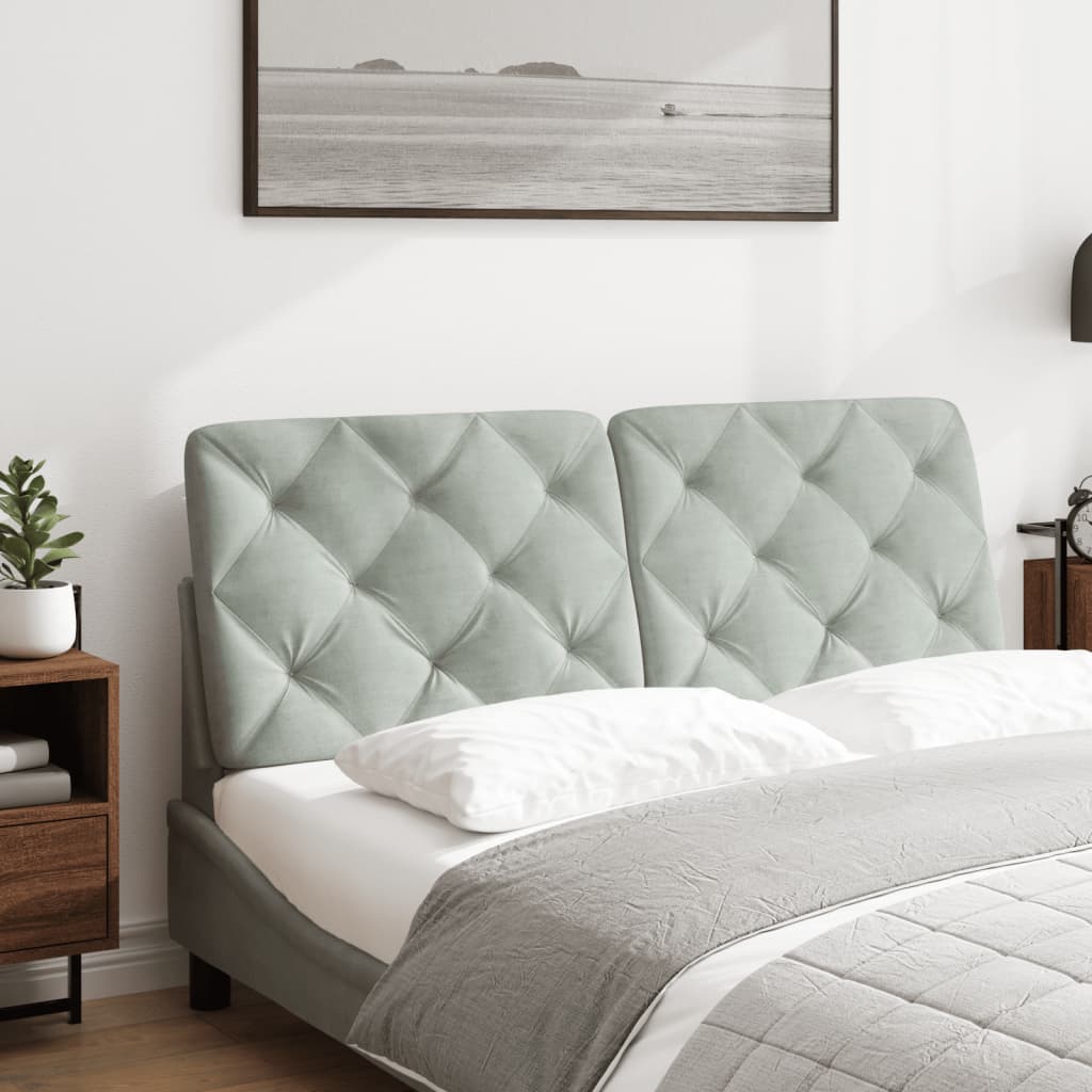 Almofadão de cabeceira 137 cm veludo cinzento-claro