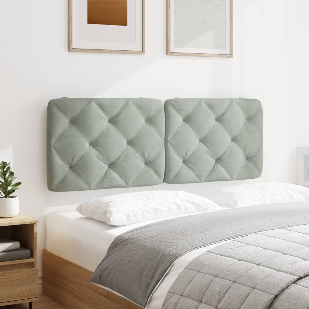 Almofadão de cabeceira 137 cm veludo cinzento-claro