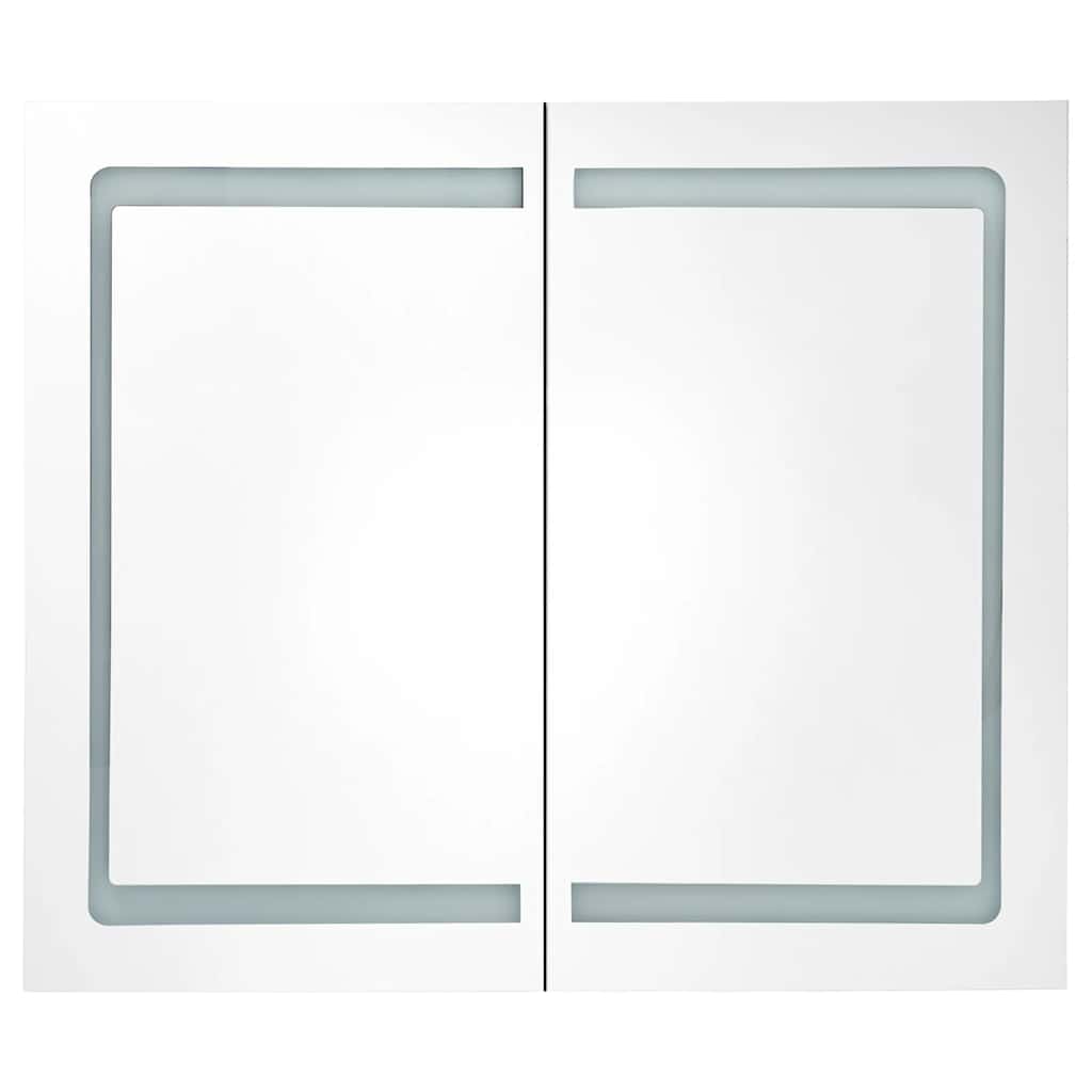 Armário espelhado casa de banho LED 80x12x68 cm cinza brilhante