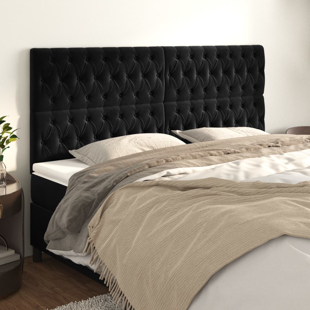 Cabeceira preta 180x7x118/128 cm veludo