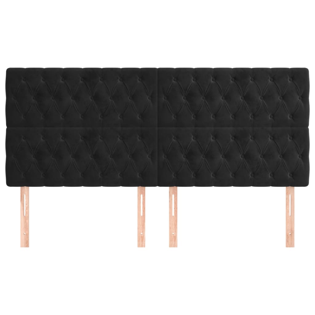 Cabeceira preta 180x7x118/128 cm veludo