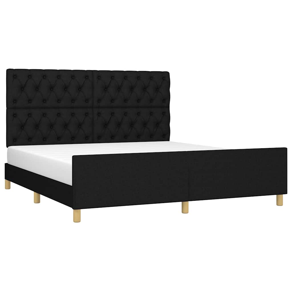 Estrutura de cama sem colchão 160x200 cm tecido preto