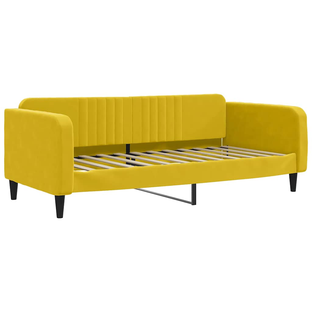 Sofá-cama com colchão 100x200 cm veludo amarelo