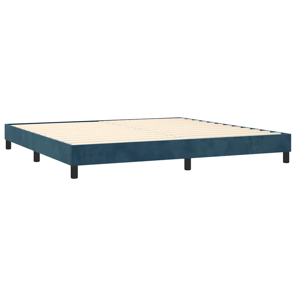Cama com molas/colchão 200x200 cm veludo azul-escuro