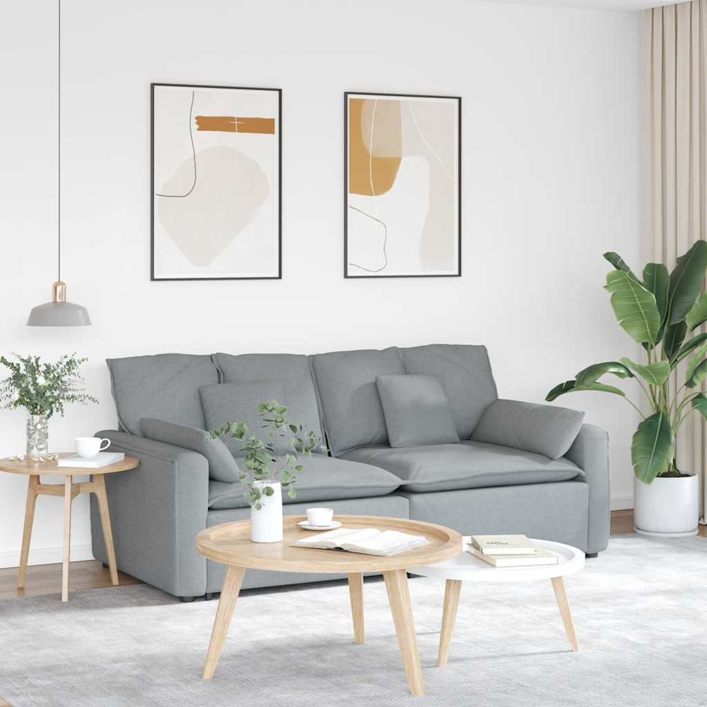 Sofá modular com almofadas cinzento-claro