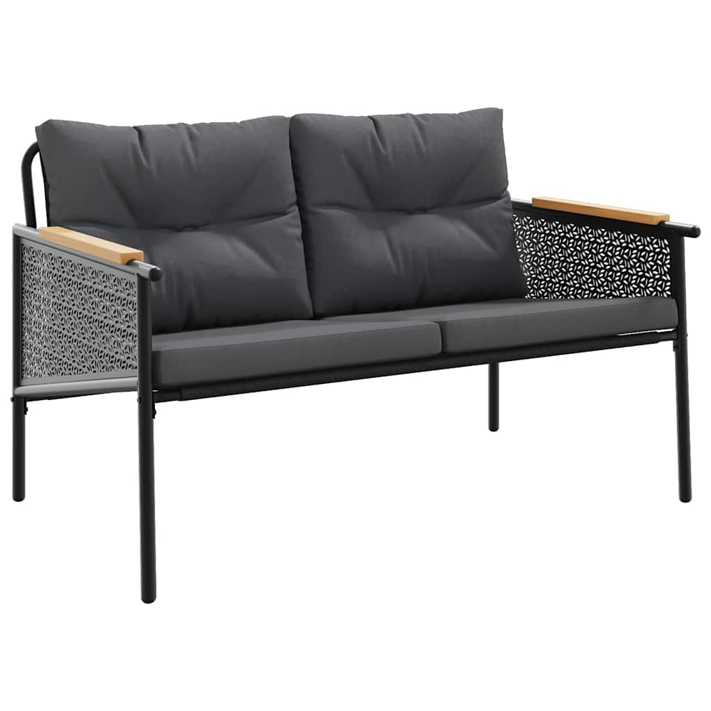 5 Pcs conjunto mobiliário de varanda com almofadões aço preto
