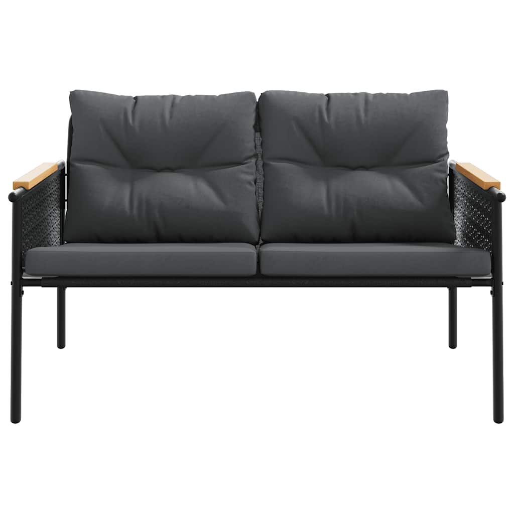 5 Pcs conjunto mobiliário de varanda com almofadões aço preto